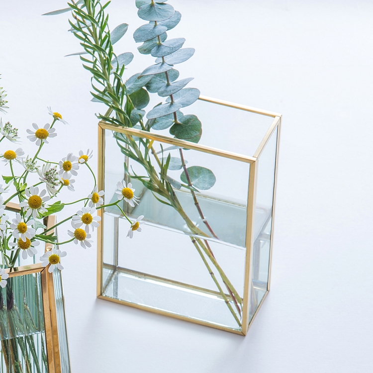 花瓶 おしゃれ フラワーベース クリア アンティークゴールド系