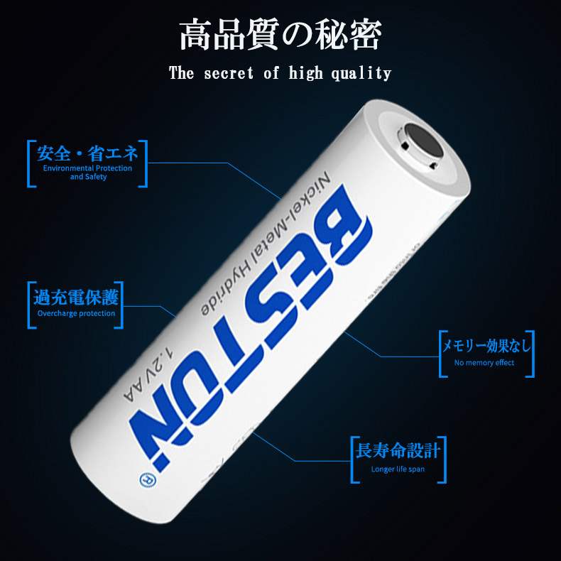 一年保証 単3形 ニッケル水素充電池 1.2V 3300mAh 単3充電池 ニッケル