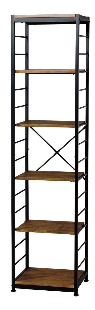 オープンラック 6段 木製 アイアン 棚 本棚 幅44cm 奥行35cm 高さ180cm