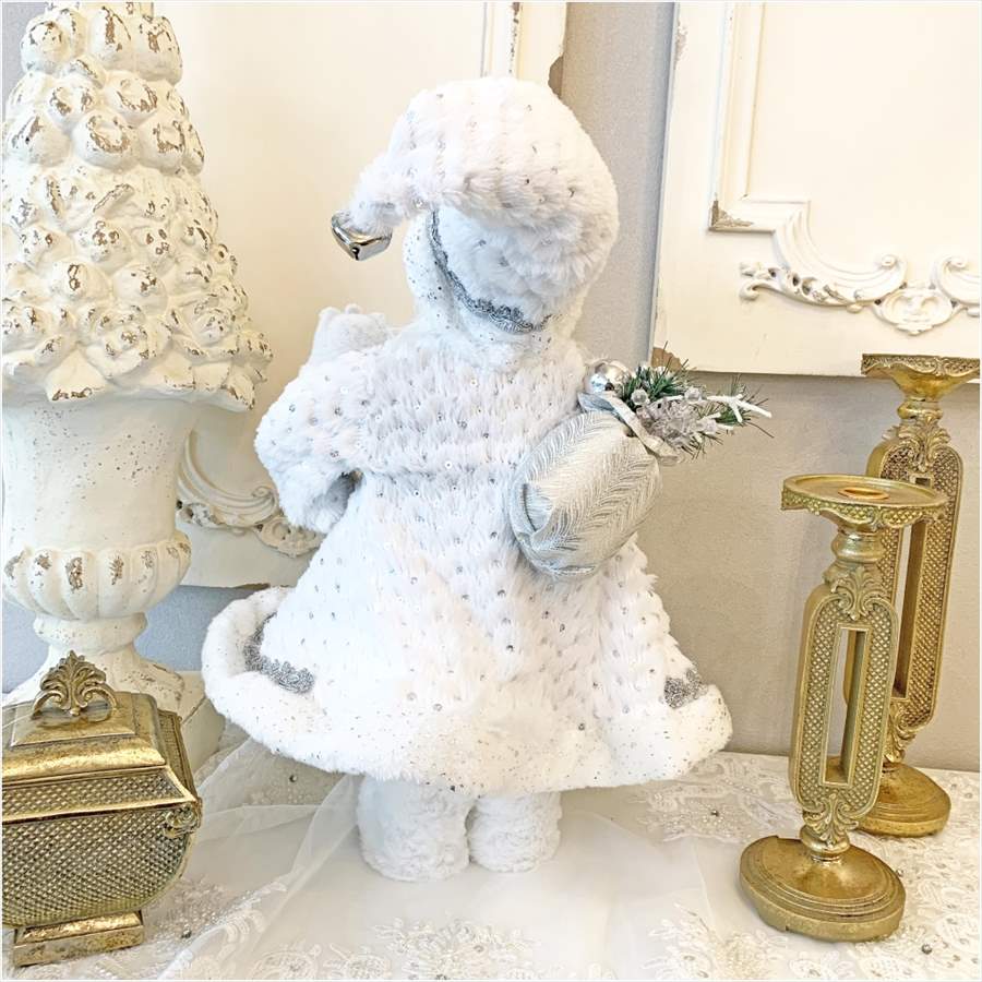 クリスマスサンタ ホワイト 高さ46cm クリスマスグッズ 置物
