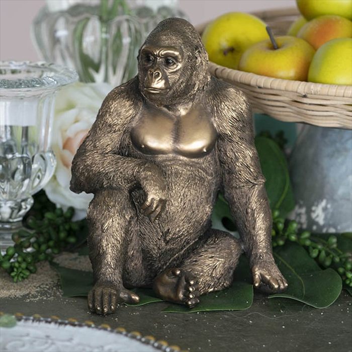 アニマルオブジェ ゴリラ 置物 ブロンズ インテリア小物 140-287