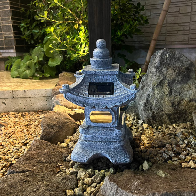 DENKO HOME（電光ホーム） 灯篭 石灯篭 光る ソーラー 石 灯篭 とう