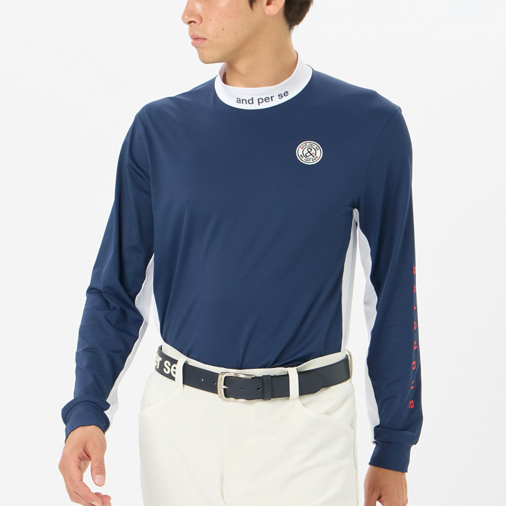 and per se（アンパスィ） 長袖 モックネックシャツ メンズ ゴルフ