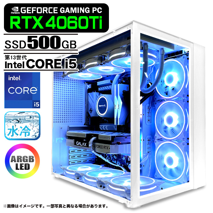 PASOUL ゲーミングPC 白色海景房 HJF-ATX（WH）水冷 GeForce RTX4060Ti