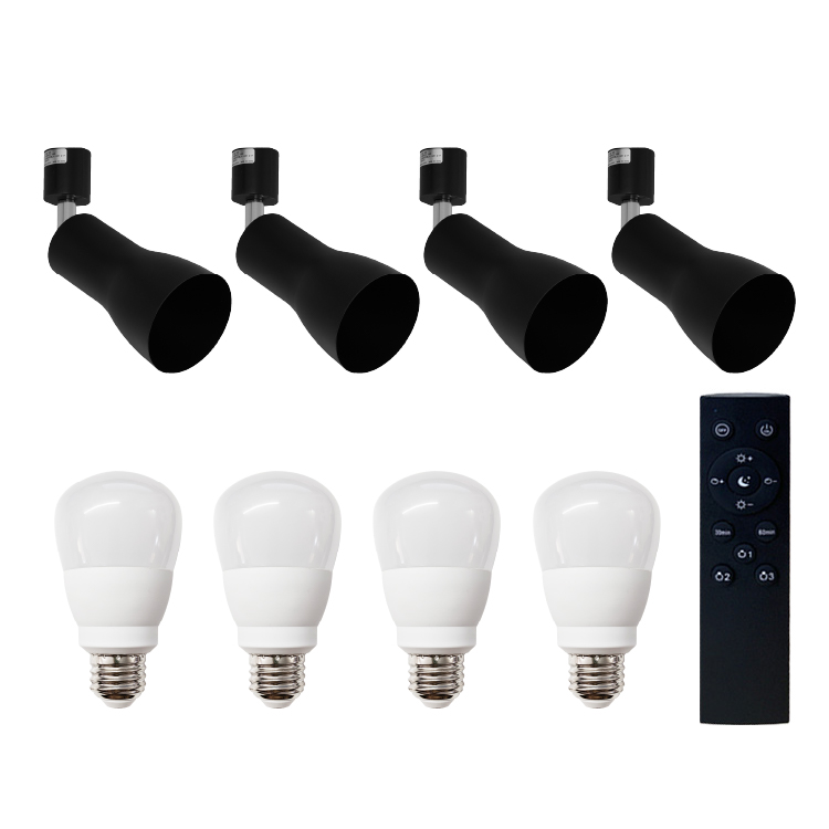 スポットライト 器具4個 + 調光調色電球4個 リモコン1個セット LED電球