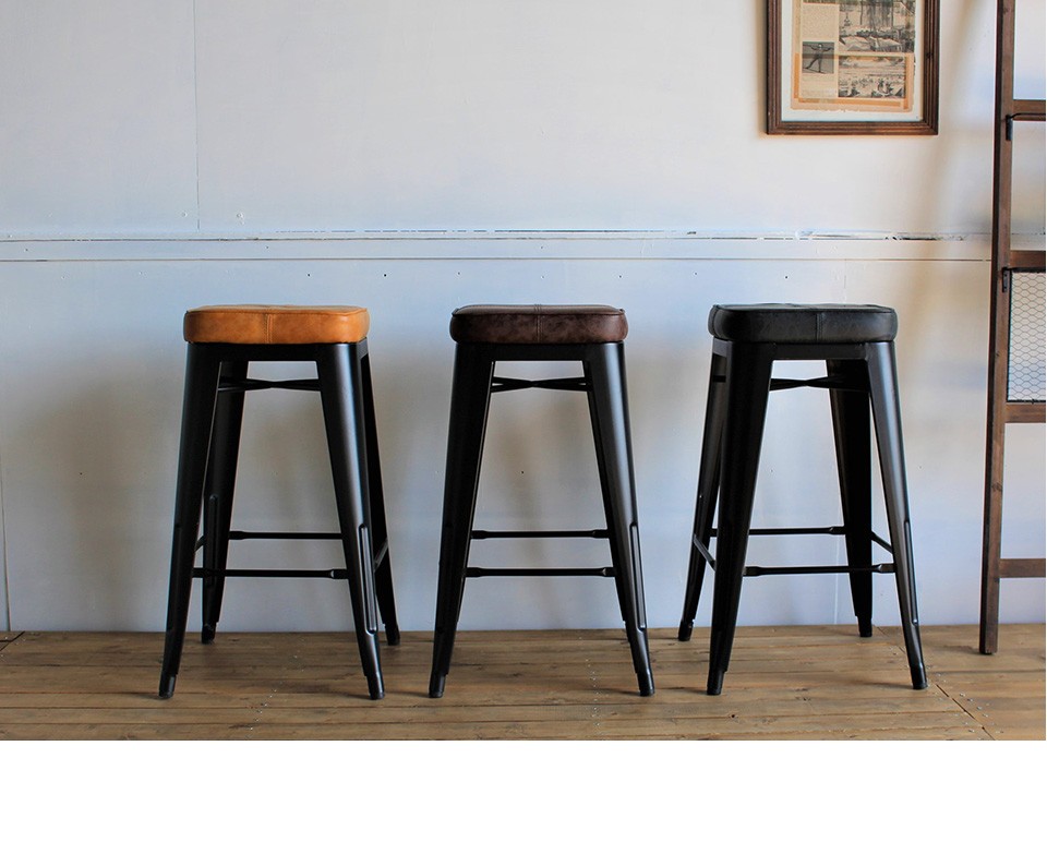 ハイスツール 2脚セット カウンターチェア ソフトレザー スチール