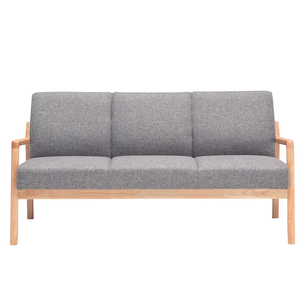 ソファ 3人掛け ウッドフレーム 木枠 ベンチ ファブリック 幅156cm 木