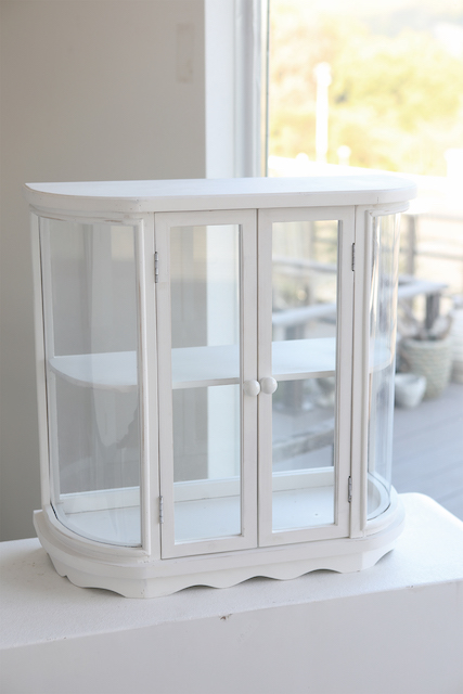 シャビー・アールキャビネット ガラスケース ショーケース アール