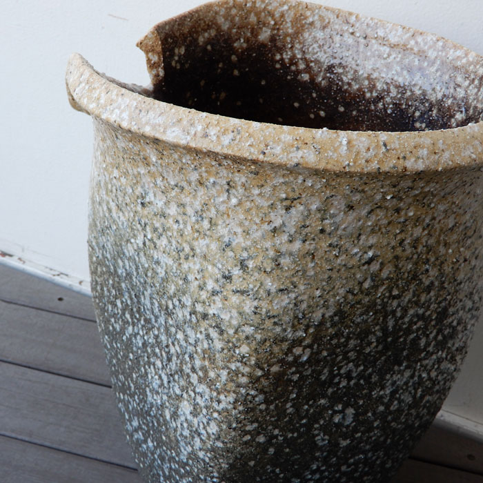 信楽焼 白窯変壺型 傘立 傘立て 陶器 直径30×高さ49cm 壺型 傘立て