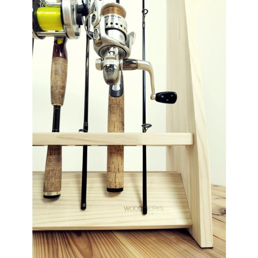 WOODWORKS ロッドスタンド 10本掛 (色：ナチュラル) 木製 日本製 片面