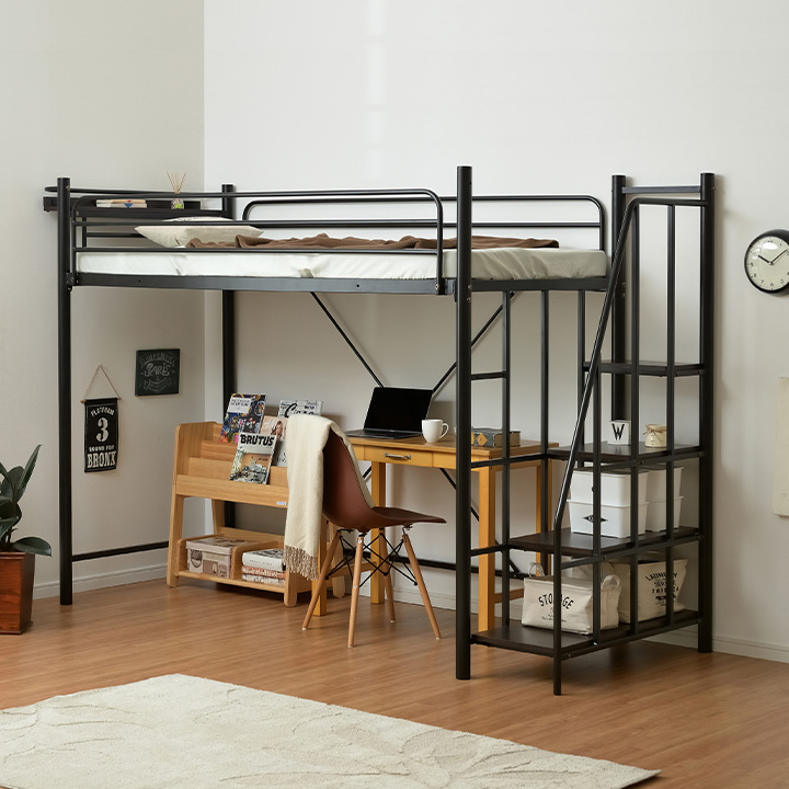 smart-i 階段付き 宮付き 2口コンセント付き ハイタイプ ロフトベッド