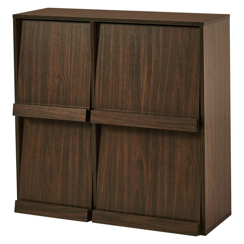 本棚 フラップ扉 ディスプレイラック 2個セット 幅85cm チェスト