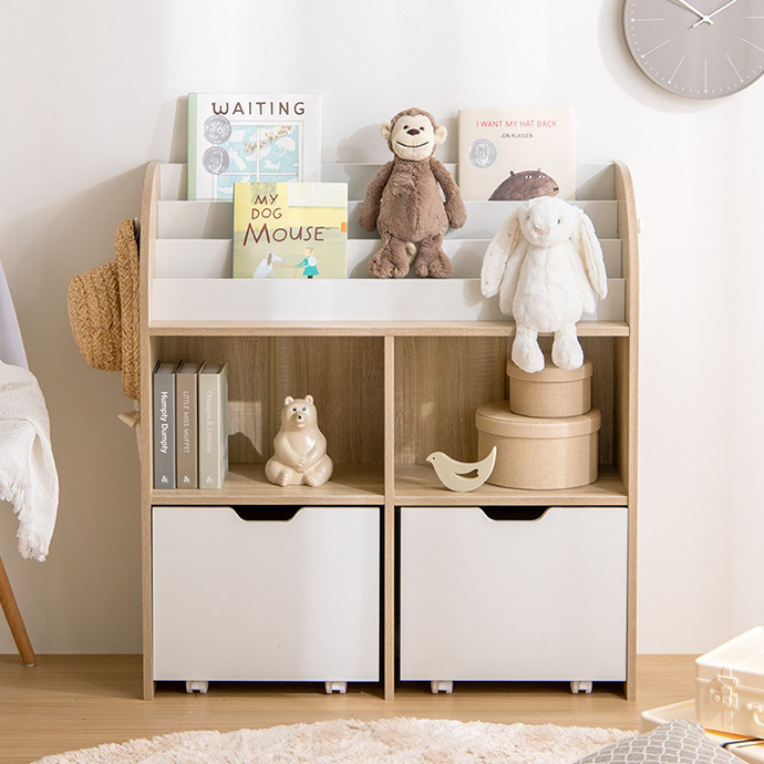 絵本ラック おもちゃ収納 おもちゃ箱 ロータイプ 本棚 ブックラック