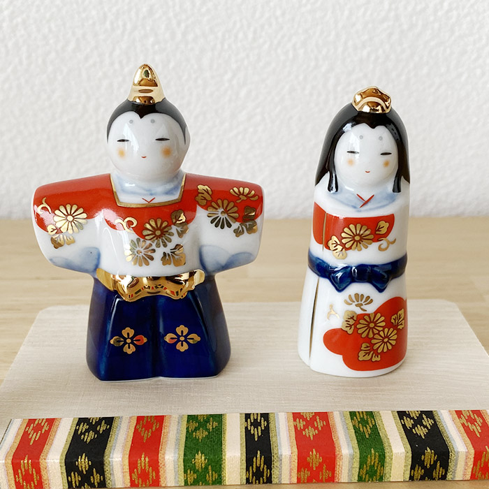 薬師窯 彩絵玻璃座雛（松竹梅）2588 雛人形 コンパクト ガラス