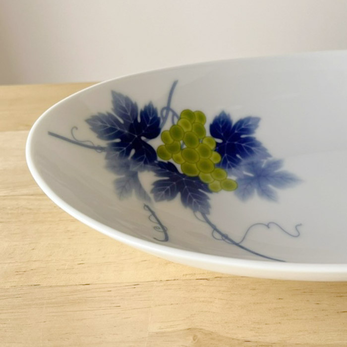 香蘭社 ぶどう オーバルボウル 有田焼 日本製 楕円形 皿 楕円鉢 楕円皿