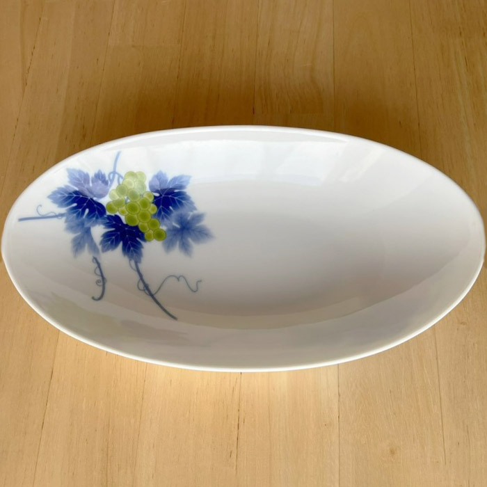 香蘭社 ぶどう オーバルボウル 有田焼 日本製 楕円形 皿 楕円鉢 楕円皿