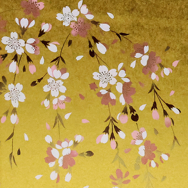 大阪長生堂 屏風 紙製 高さ19cm×横幅28cm しだれ桜 メール便送料無料 2