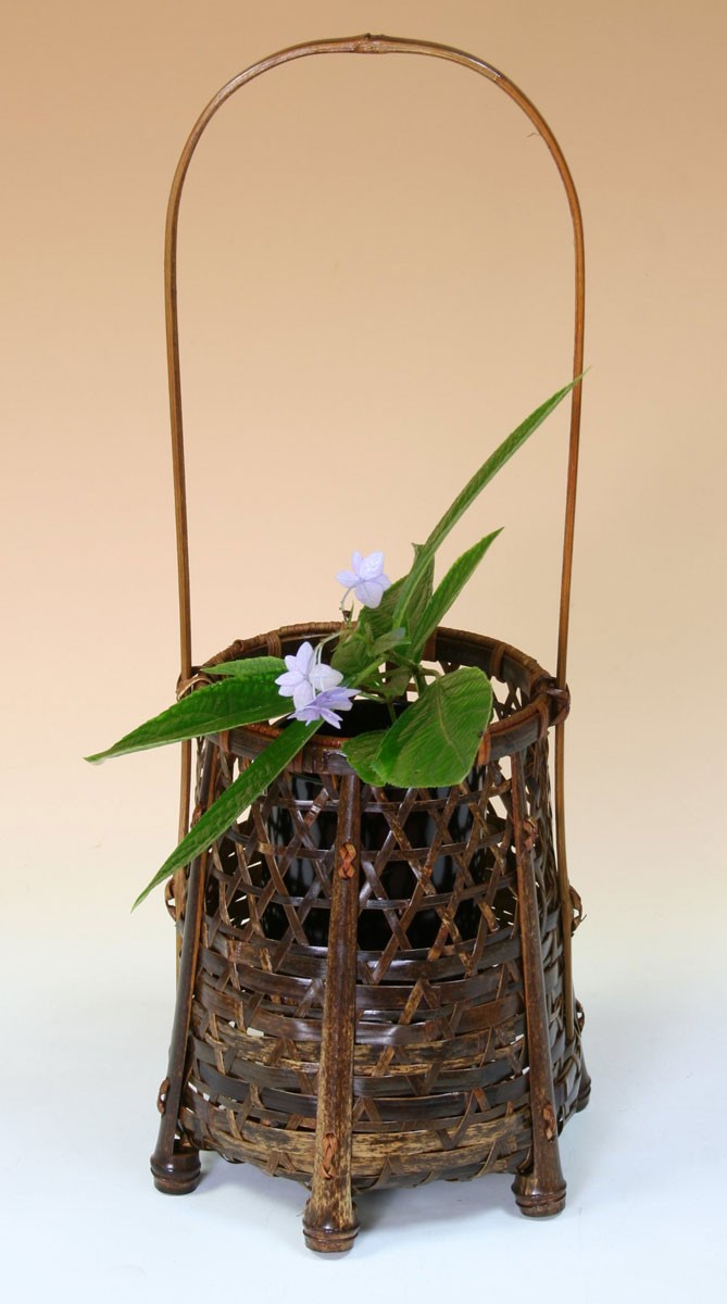 由布竹花篭 虎竹手付うかご 国産 日本製 花を彩る 部屋が華やぐ 竹かご