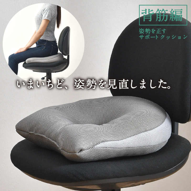 クッション 背筋 姿勢を正す サポートクッション 37×40cm 快適支座