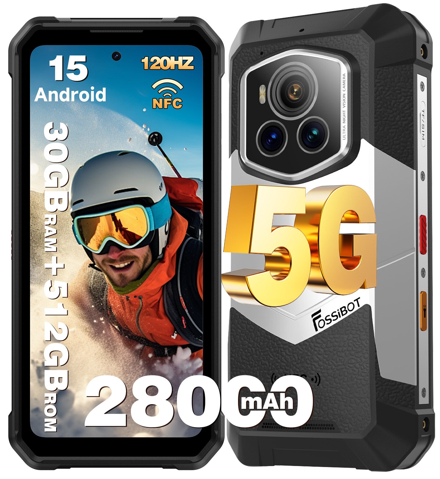 FOSSiBOT 5G対応 Android 15 F107 Pro SIMフリー スマホ 本体 30GB RAM