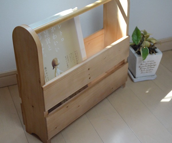 木製マガジンラック ナチュラルブラウン 』( スリム 薄型 持ち運び