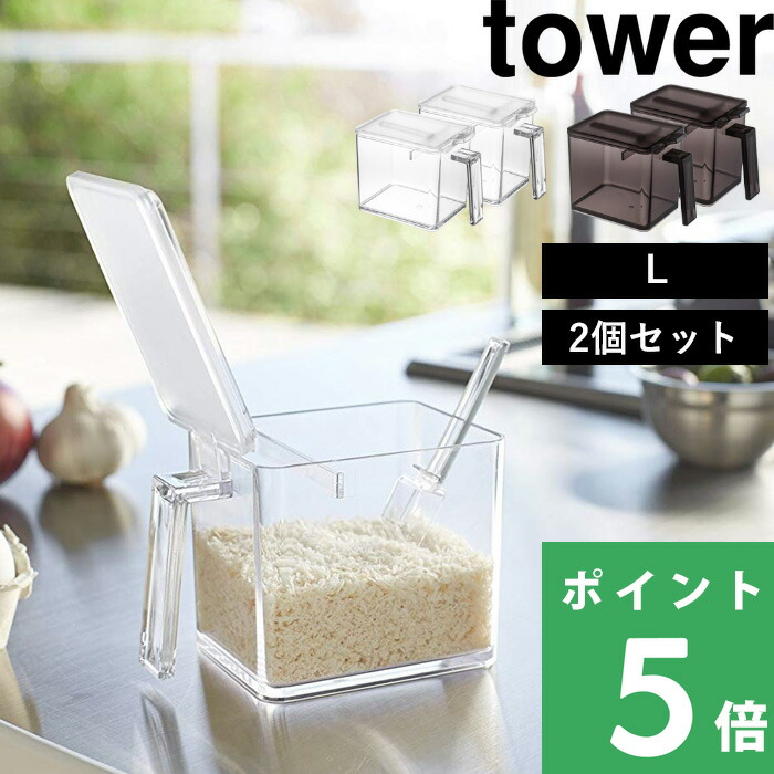 tower 山崎実業 調味料ストッカー タワー L 2個セット 公式 小さじ付き
