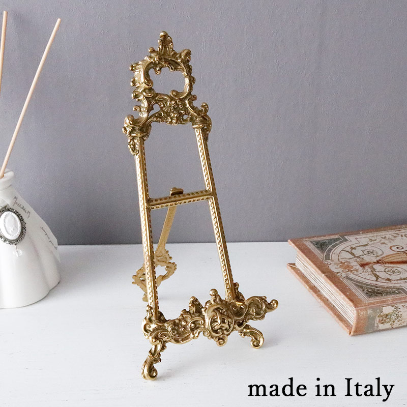 イーゼル スタンド 卓上 真鍮 ゴールド ブラス 皿立て アンティーク調