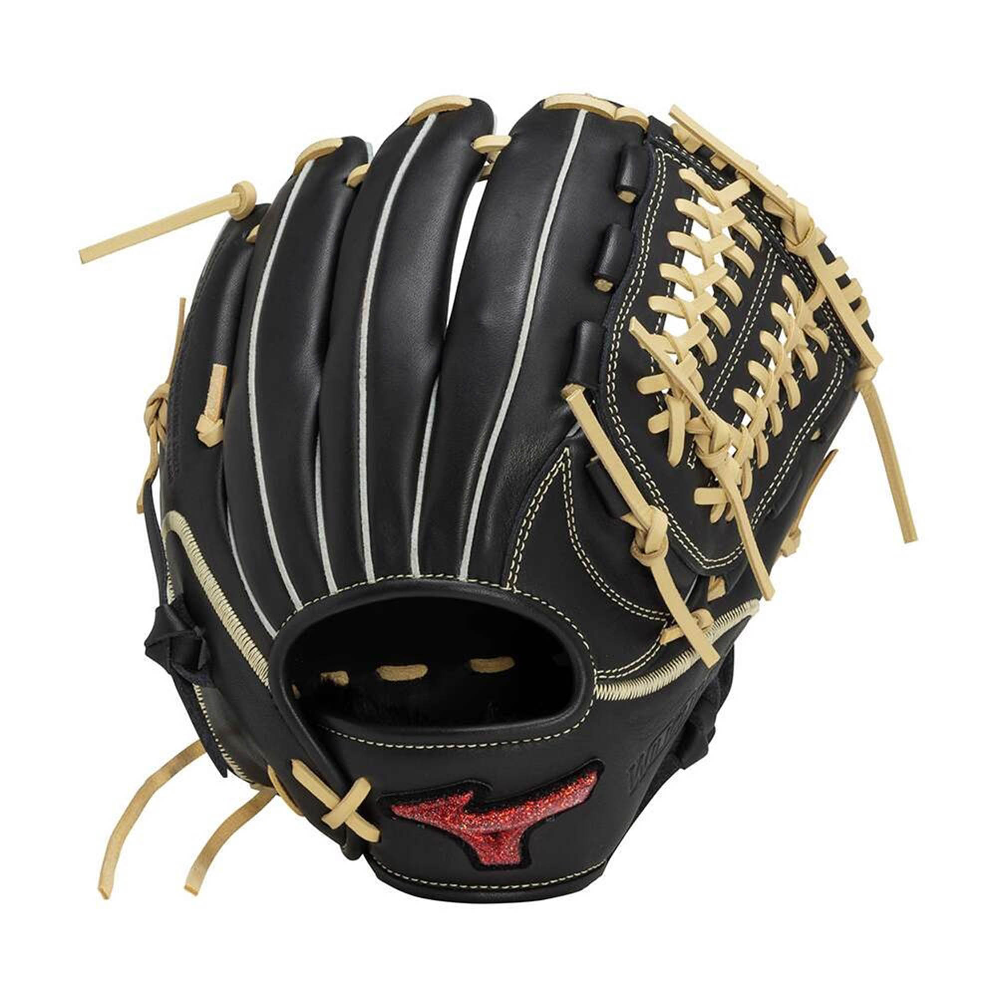 Mizuno Pro 軟式グローブ 黒/赤 左手用 Mizuno Pro 軟式グローブ 黒/赤