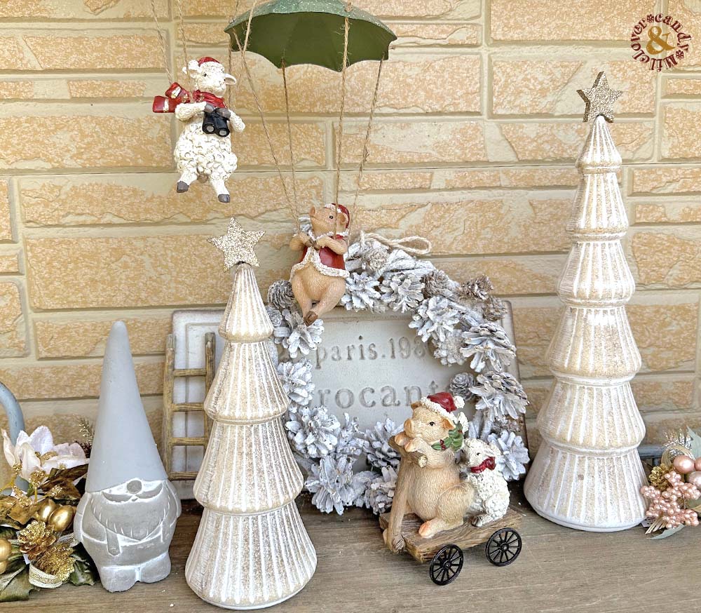 クリスマス雑貨 ホワイトウッディツリーL / ナチュラル 雑貨