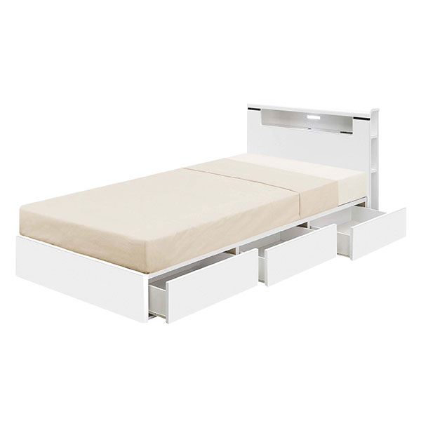 シングルベッドフレーム ベッド シングル 木製 木目 照明 コンセント