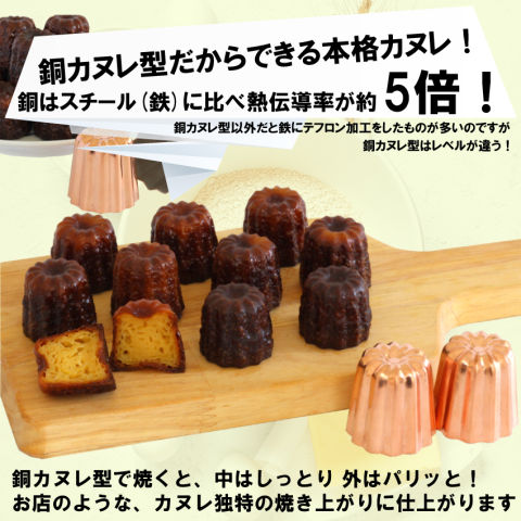 銅 カヌレ型 プチ 浅井商店オリジナル ひとくちミニサイズ 約φ37×H37mm