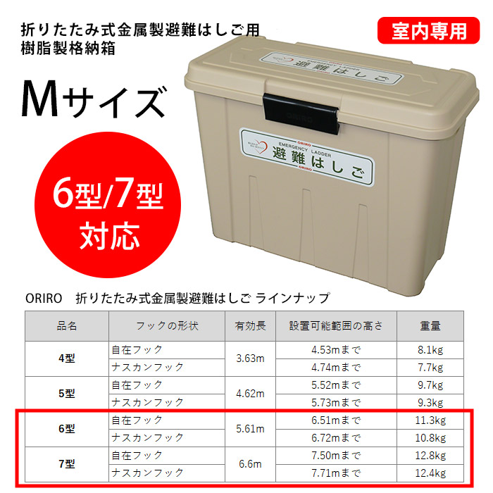 オリロー 避難はしご 格納箱M 樹脂製 室内用 金属製折りたたみはしご 6