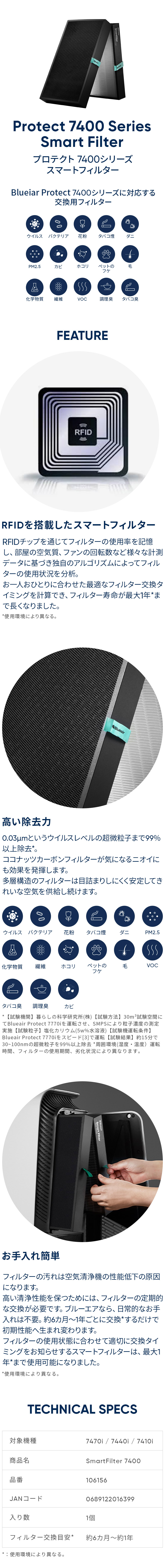 Blueair（ブルーエア） 純正品 空気清浄機 Blueair Protect 7400