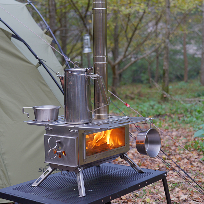 Soomloom 薪ストーブ DECO 2.0 サイドシェルフ付き ステンレス鋼