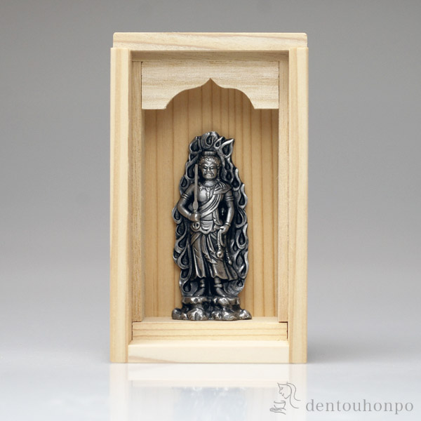 仏像 不動明王 古美色 線香・香立付 ( 木箱名入れ有料 木札名入れ有料