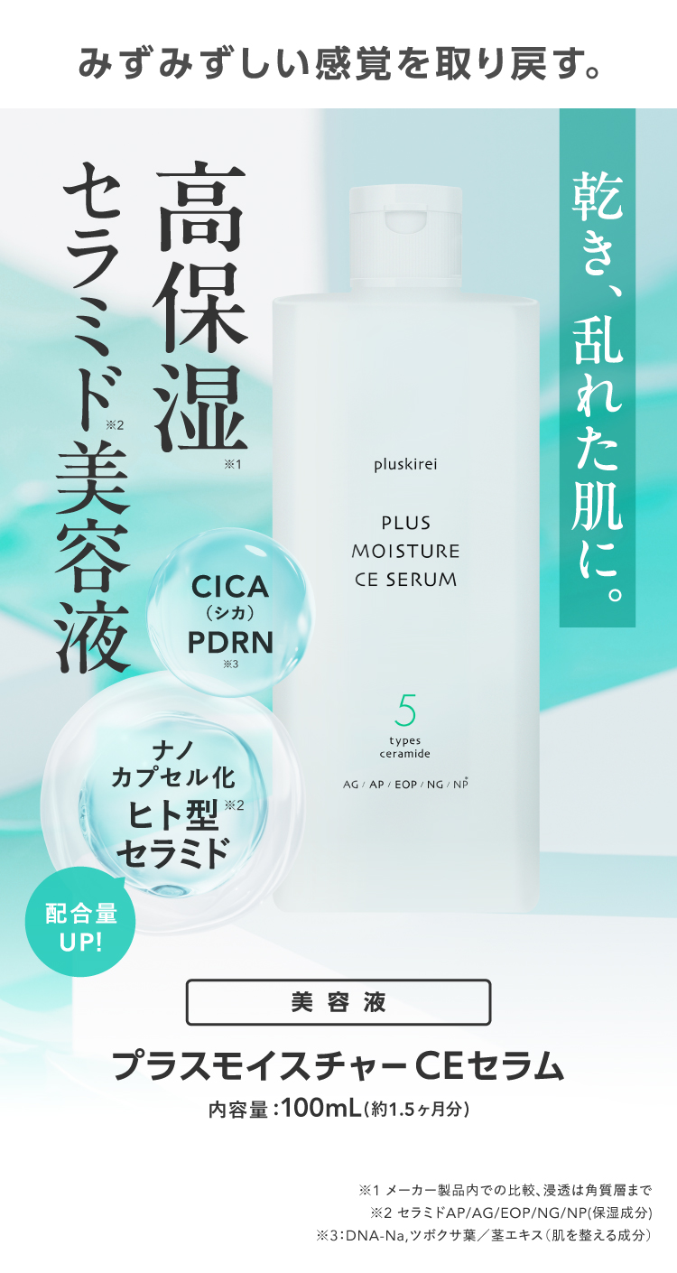 プラスキレイ セラミド 美容液 5つのヒト型セラミド PDRN CICA シカ
