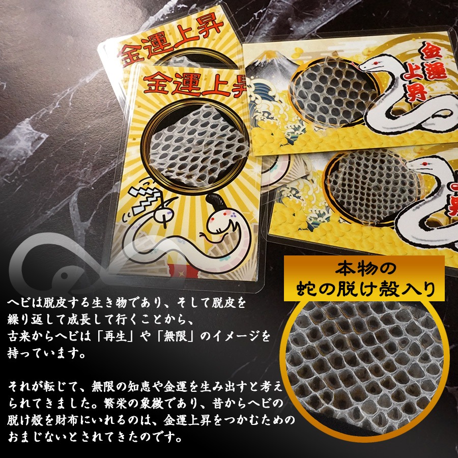 お得な5枚セット 金運カード 蛇の抜け殻入り 5枚セット金運アップ 蛇