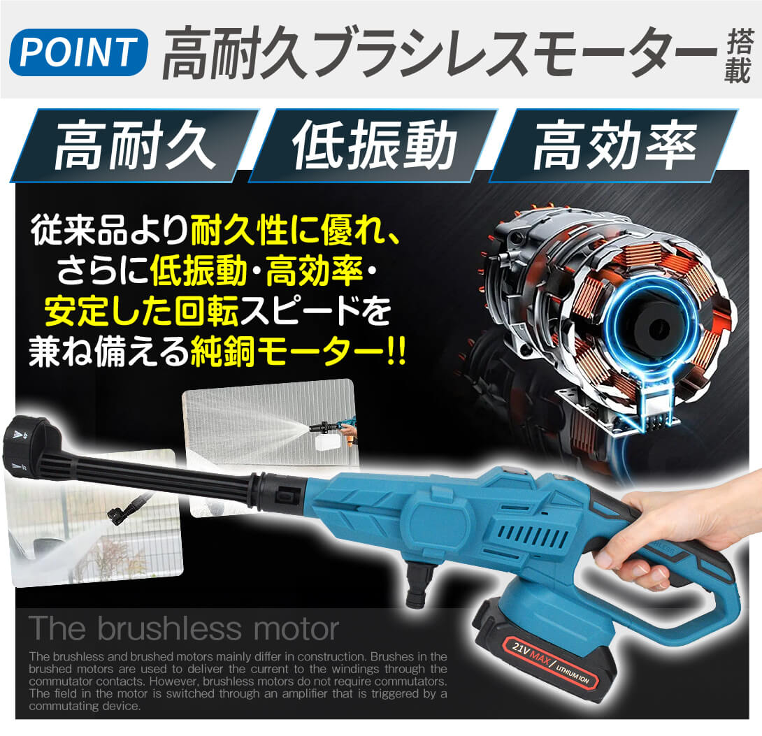 Kmaster 高圧洗浄機 充電式 6in1 21V マキタバッテリ互換 専用ケース付