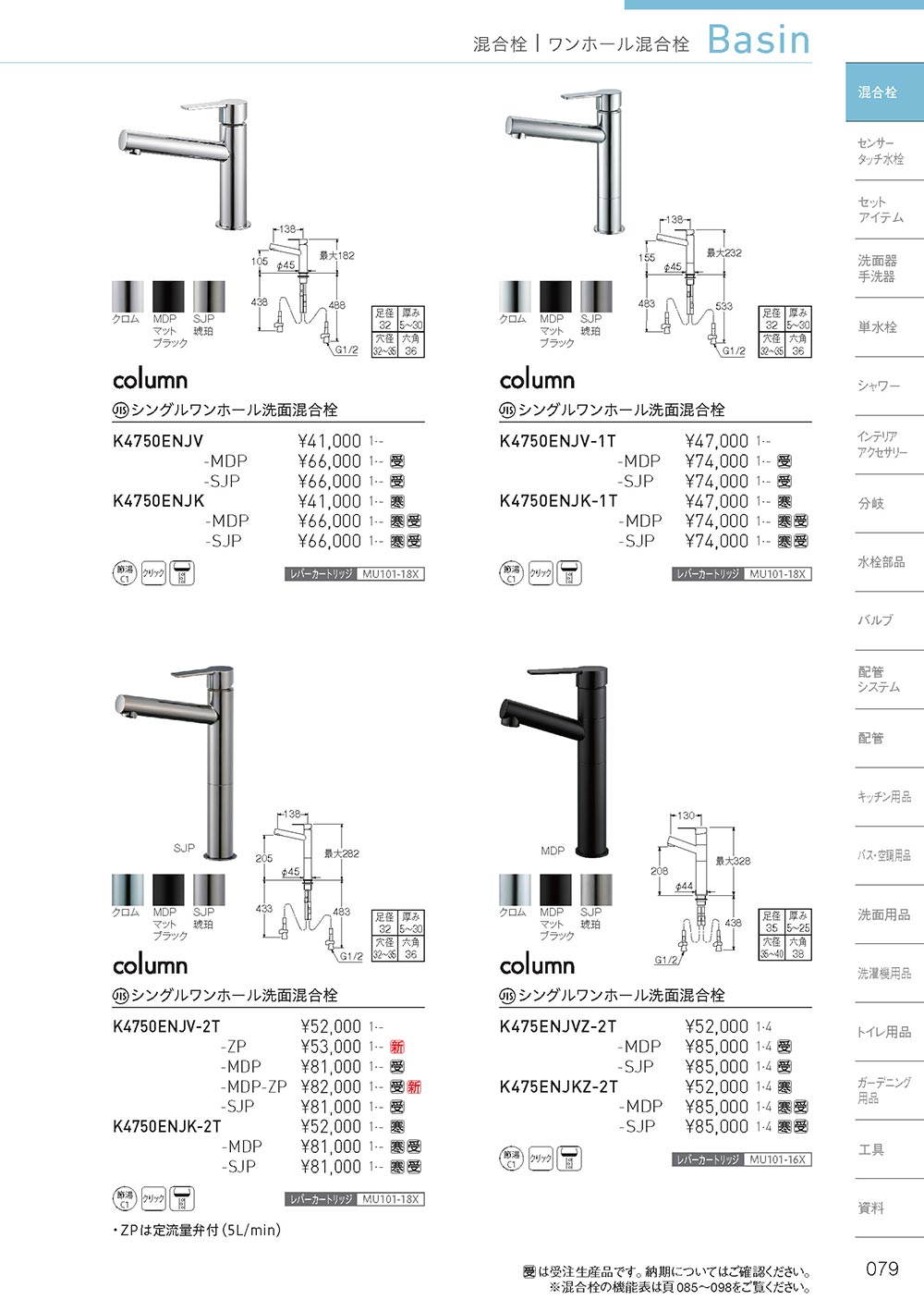K4750ENJV-MDP】 《KJK》 三栄水栓 シングルワンホール洗面混合栓 ωα0