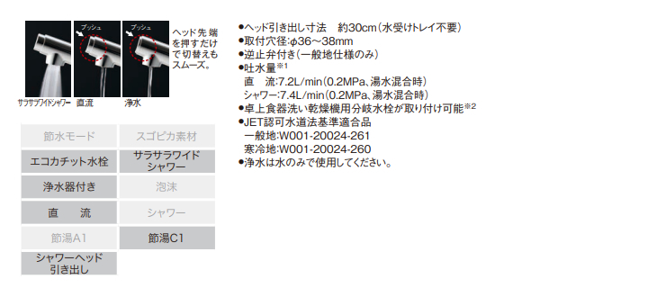 Panasonic（パナソニック） 水栓金具 浄水器一体 混合水栓 サラサラ