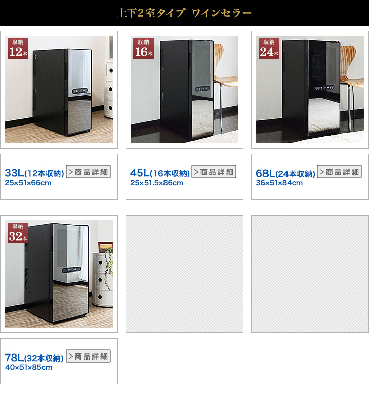 1年保証 ワインセラー 家庭用 78L 最大32本収納 上下段別温度調節