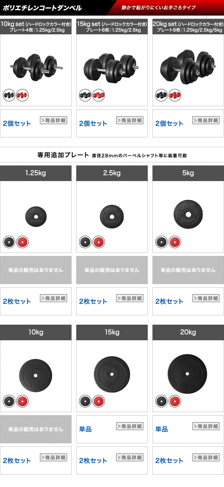 バーベル 用 プレート 20kg 2個セット ポリエチレンコート 追加