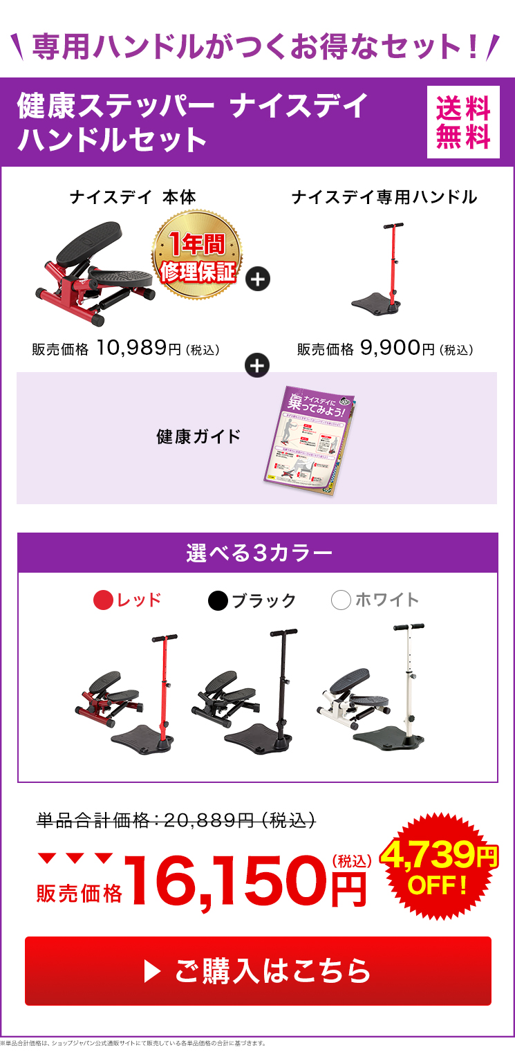 ショップジャパン（Shop Japan） 健康ステッパー ナイスデイ ハンドル