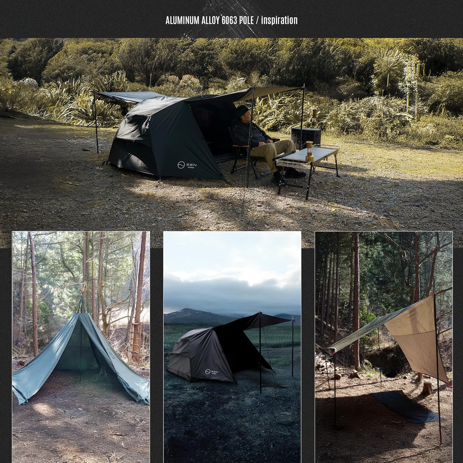 ZEN Camps タープポール テントポール 2本セット4分割 アルミ 軽量