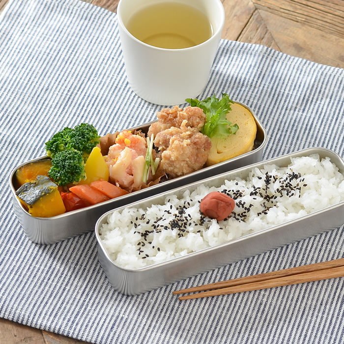 工房アイザワ お弁当箱 ステンレス 角長ランチボックス スリム2段 容量