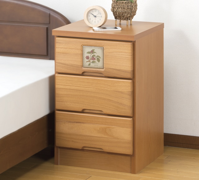 天然木スリムチェスト 6段 [ナチュラル] タイル付き 木製 チェスト