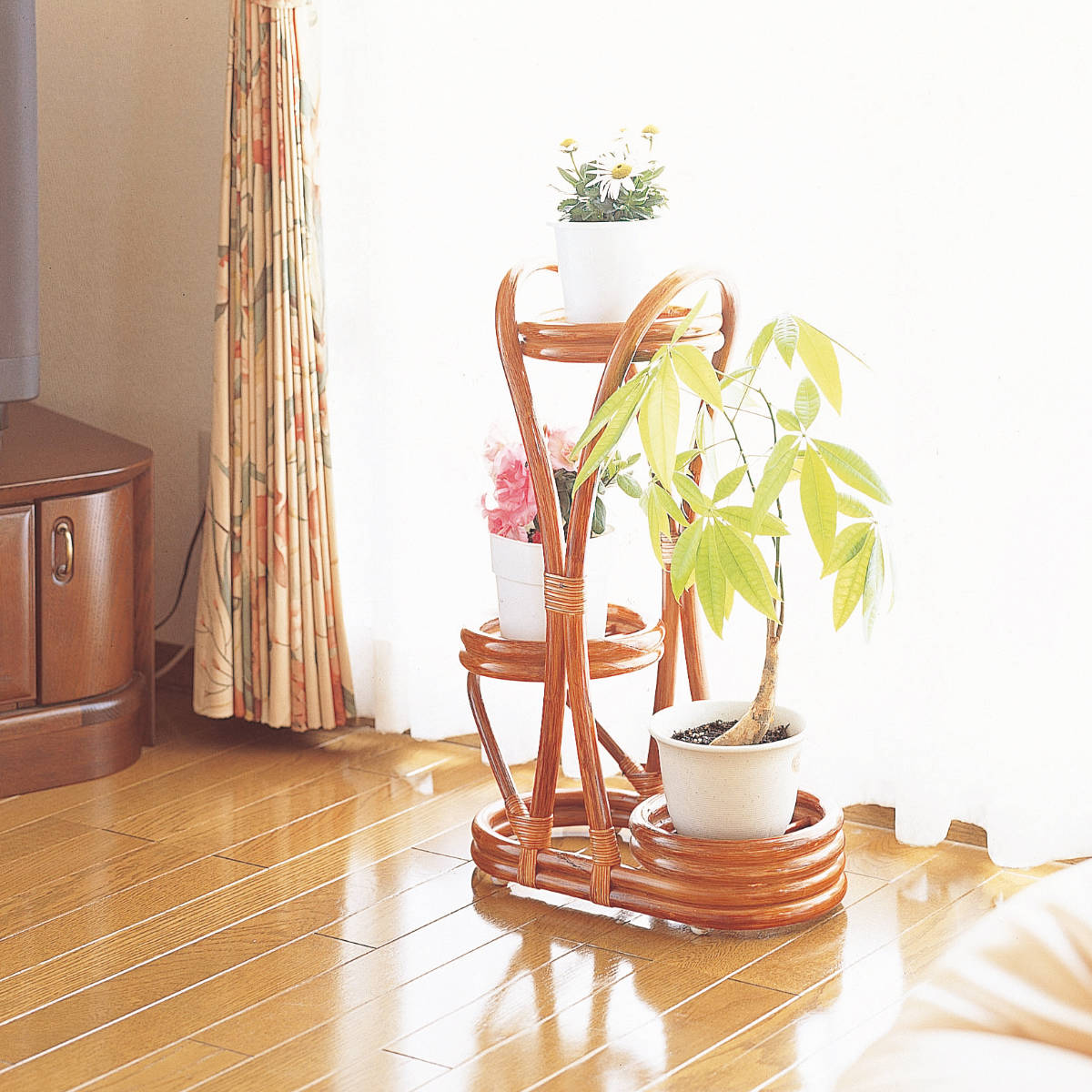 籐 フラワーラック ラタン製 幅40cm（ フラワー台 花台 フラワー