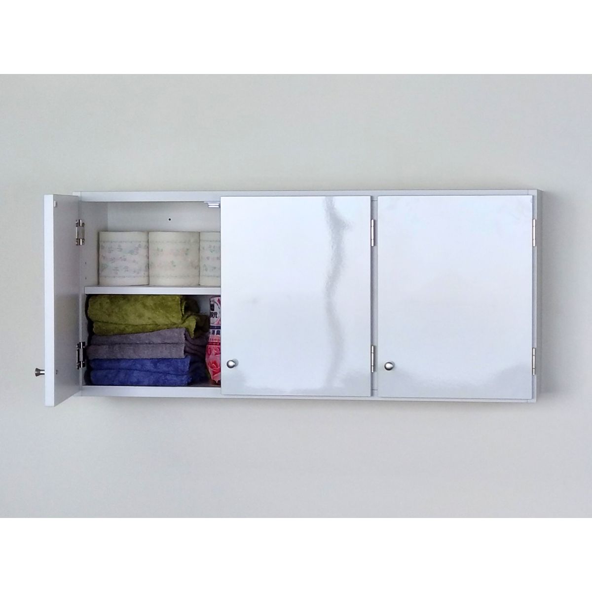 鏡面扉の吊り戸棚 幅90S(奥行22) ホワイト:サロン DE 収納通販