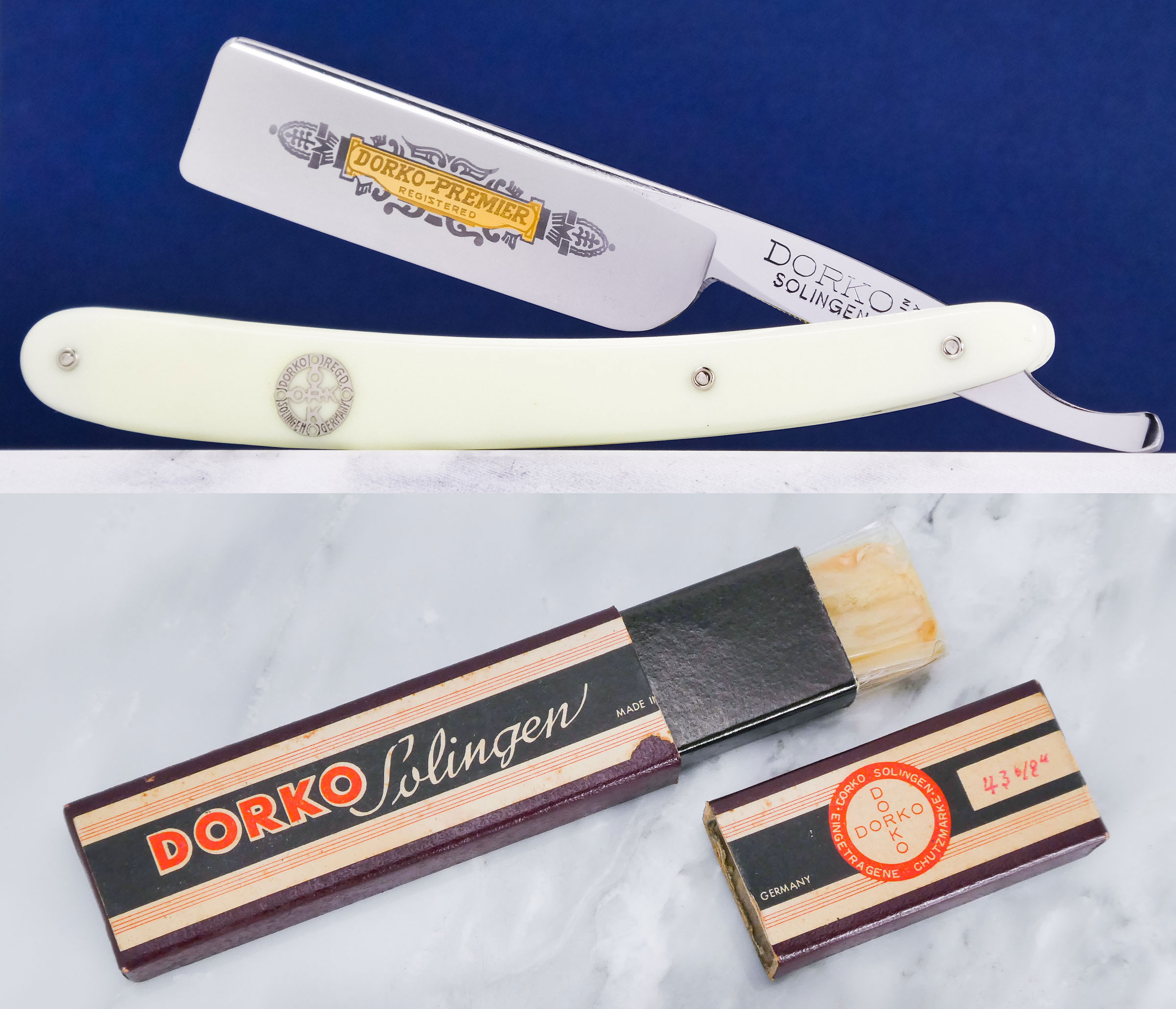NOS Vintage Dorko 43 Near Wedge Solingen Germany Straight Razor