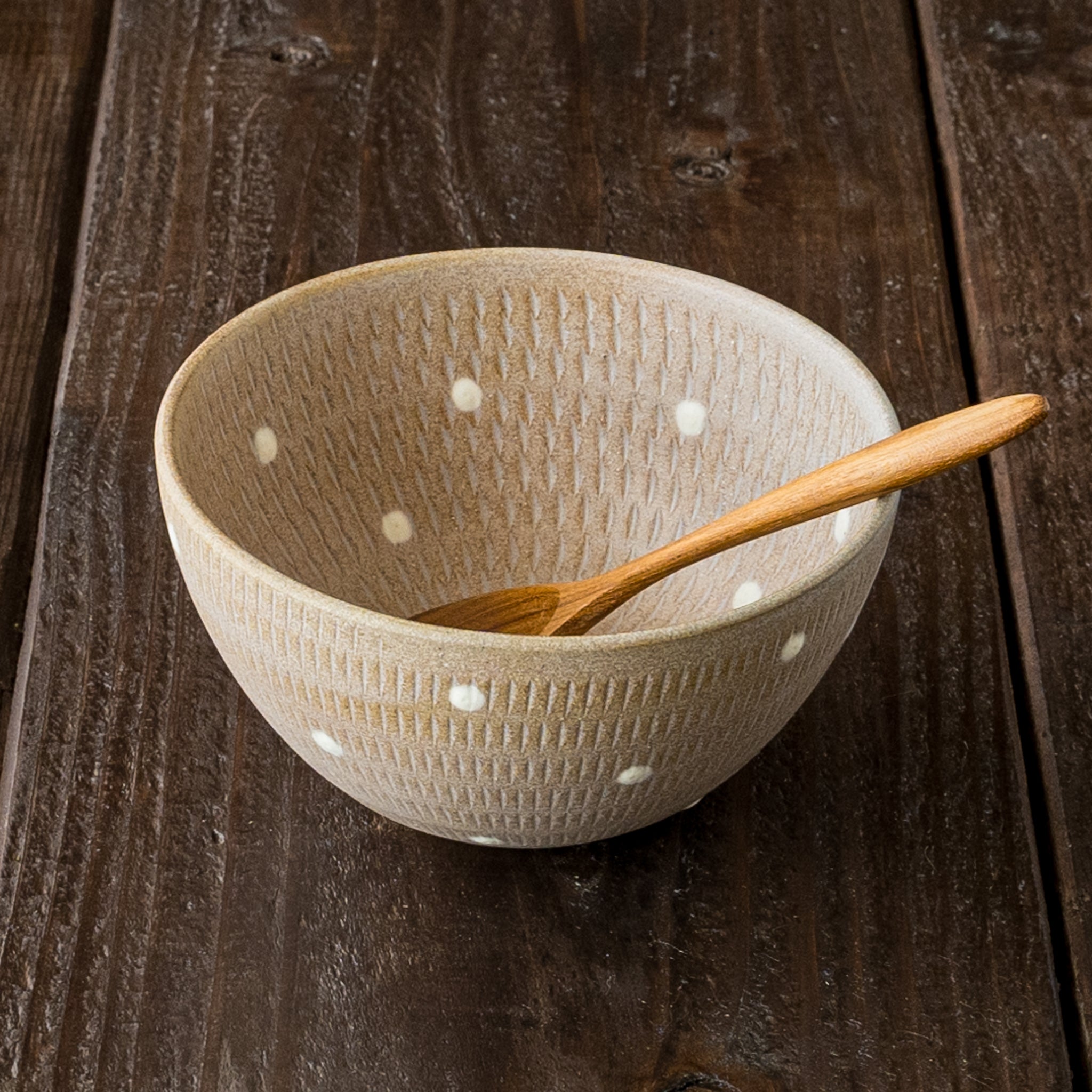 小石原焼 翁明窯元 スープボウル ドット マット｜和食器通販 四季折折